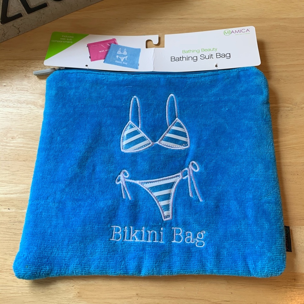 Amica Turquoise Terry Cloth Bathing Suit Bag – NWT Wet Bikini Travel Pouch